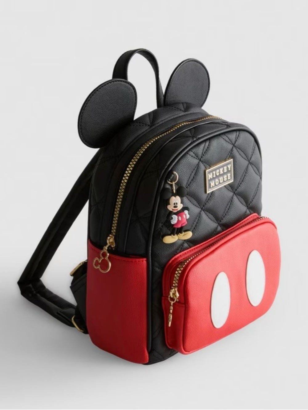 Kids Black & Red Quilted Mini Backpack